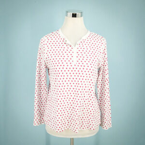 Roller Rabbit Size Small S Heart Print Snap Long Sleeve Pima Cotton Pajama Top